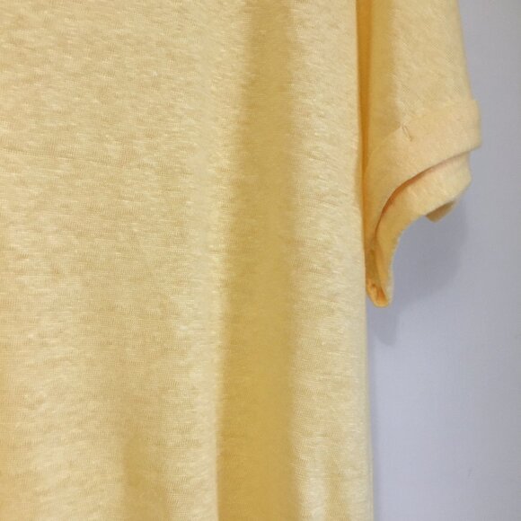 Olsen Cosima Media Sun-Yellow Relaxed Fit 100% Linen Tunic T-Shirt - Picture 7 of 12